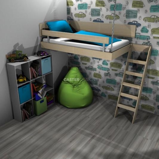 Bunk single bed, suspended